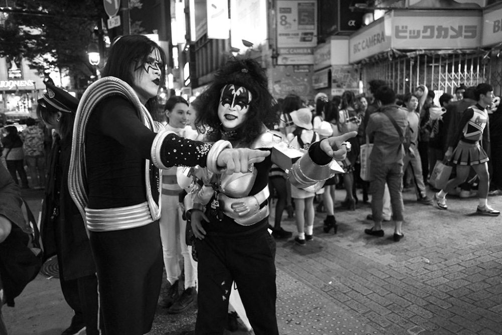 TOKYO, JAPAN - October 2015. Party goers dressed as Kiss band members.